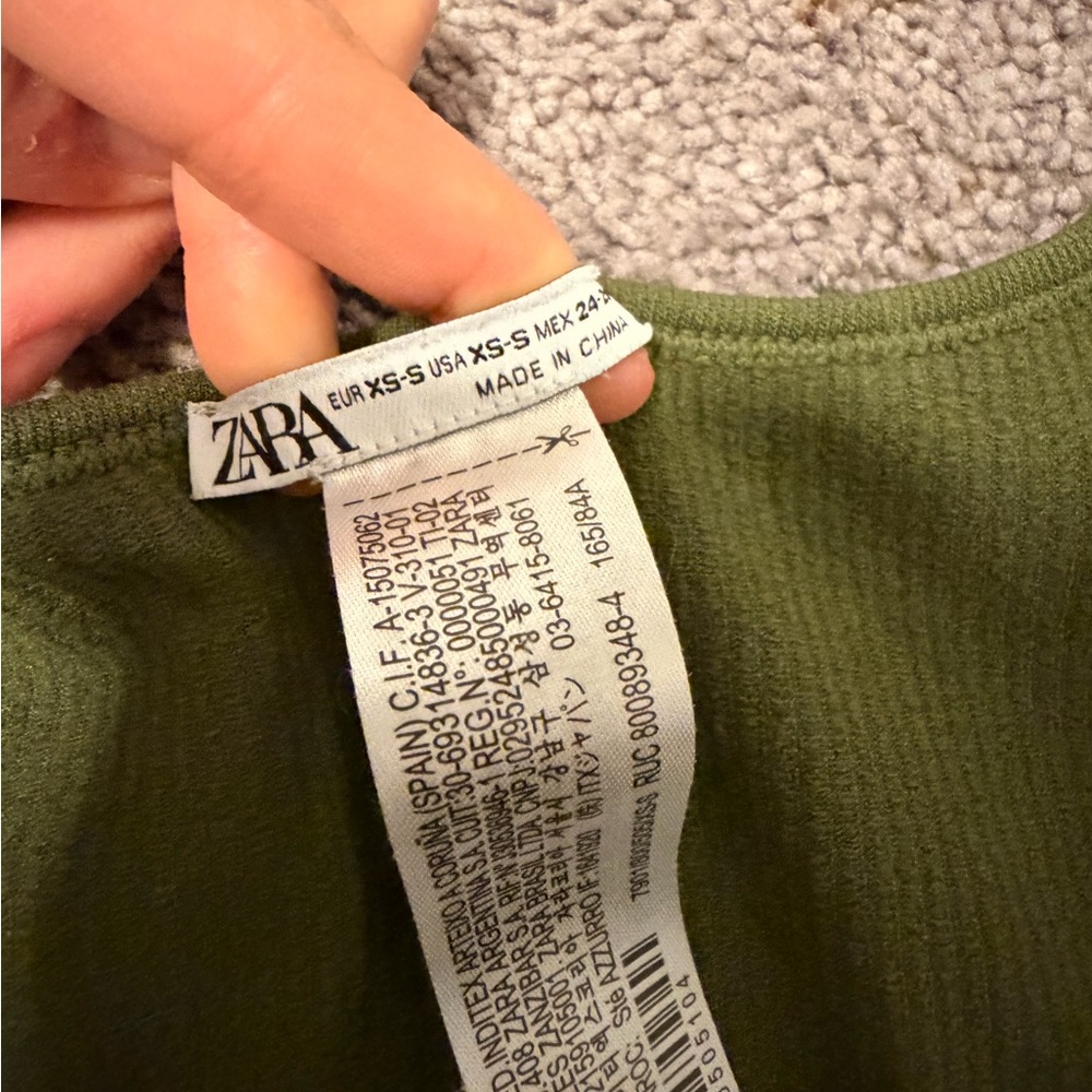 Zara Olive Ribbed Crop Top - Picture 2 of 3